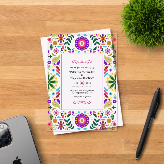 Invitations En Acrylique Mariage d'art populaire mexicain transparent Fiest (Insitu (Carte d'invitation))
