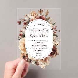 Invitations En Acrylique Mariage de cadre floral Boho moderne