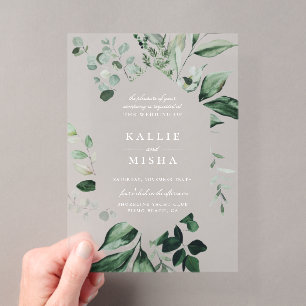 Invitations En Acrylique Mariage de cadre géométrique botanique naturel