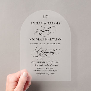 Invitations En Acrylique Mariage de calligraphie simple Noir classique