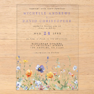 Invitations En Acrylique Mariage de champ fleur sauvage