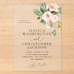 Invitations En Acrylique Mariage de champagne et rose