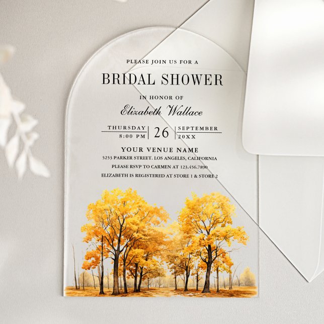 Invitations En Acrylique Mariage de Chêne d'Automne (Créateur téléchargé)