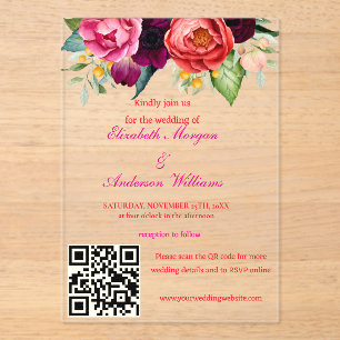Invitations En Acrylique Mariage de code QR moderne