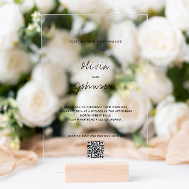 Invitations En Acrylique Mariage de code Qr photo minimaliste