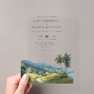 Invitations En Acrylique Mariage de destination tropical caribéen aquarelle