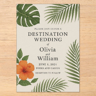 Invitations En Acrylique Mariage de destination tropicale