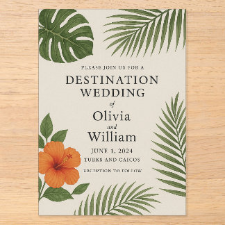 Invitations En Acrylique Mariage de destination tropicale