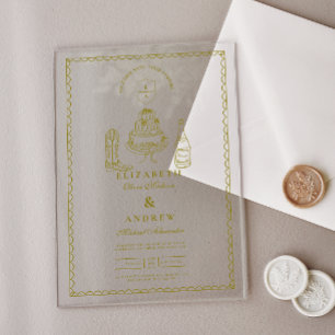Invitations En Acrylique Mariage de doodle occidental funky tiré à la main