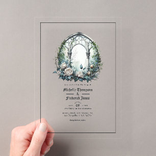 Invitations En Acrylique Mariage de fenêtre gothique Imaginaire foncé trans