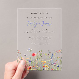 Invitations En Acrylique Mariage de Fleur sauvage Rainbow Bold