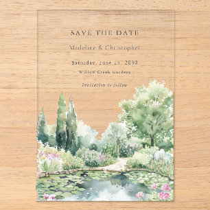 Invitations En Acrylique Mariage de jardin élégant pastel d'été