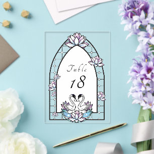 Invitations En Acrylique Mariage de la Lys d'eau du cygne en verre