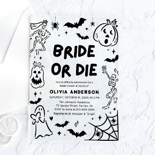 Invitations En Acrylique Mariage de la mariée squelette fantôme d'Halloween