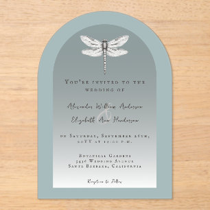 Invitations En Acrylique Mariage de libellules turquoise