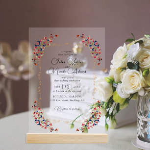 Invitations En Acrylique Mariage de Luxe Artistique Botanique Floral Paisle