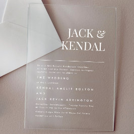 Invitations En Acrylique Mariage de noms élégants modernes