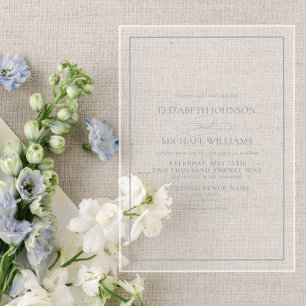 Invitations En Acrylique Mariage de script classique bleu foncé