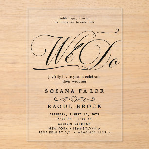 Invitations En Acrylique Mariage de script élégant et moderne