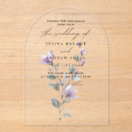 Invitations En Acrylique Mariage de script floral minimaliste d'aquarelle