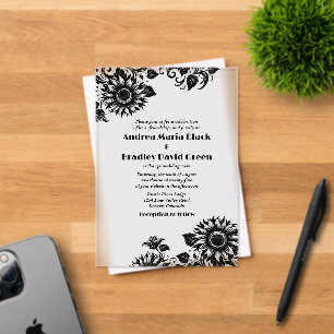 Invitations En Acrylique Mariage de tournesol en lin blanc noir