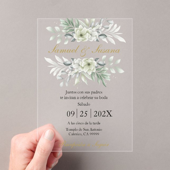 Invitations En Acrylique Mariage de verdure acrylique (In situ (ordinateur de poche))