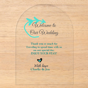 Invitations En Acrylique Mariage Destination fête bienvenue voyage