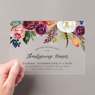Invitations En Acrylique Mariage d'hiver floral de vacances