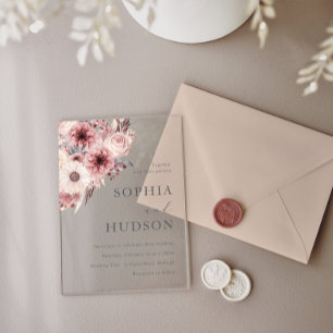 Invitations En Acrylique Mariage Divin Boho Blush & Rose