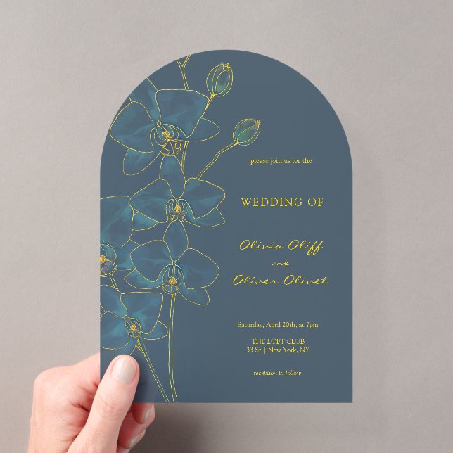 Invitations En Acrylique Mariage d'orchidée bleu doux (In situ (ordinateur de poche))