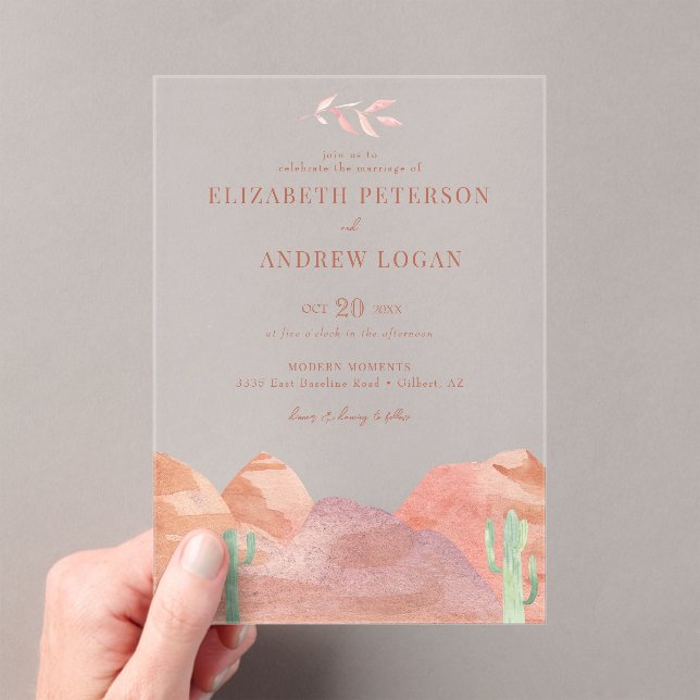 Invitations En Acrylique Mariage du désert de Boho (In situ (ordinateur de poche))