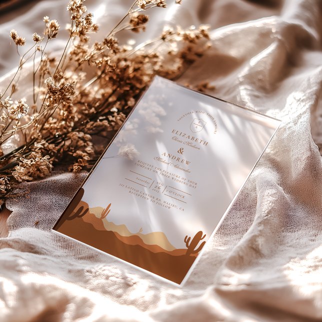 Invitations En Acrylique Mariage du désert de Sunset Cactus (Créateur téléchargé)