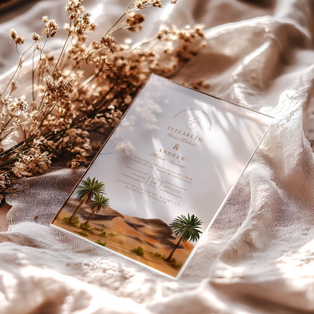 Invitations En Acrylique Mariage du désert peint (Créateur téléchargé)