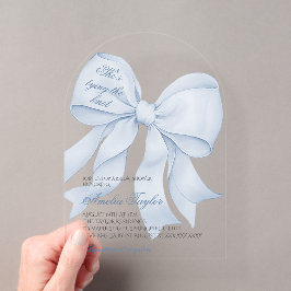 Invitations En Acrylique Mariage Dusty Blue Noeud Papillon Shower
