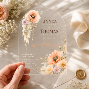 Invitations En Acrylique Mariage éditorial élégant Poppy Blush doux