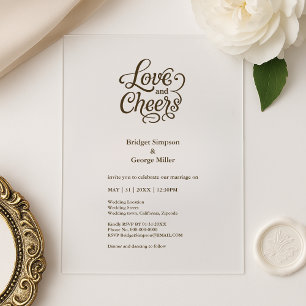 Invitations En Acrylique Mariage Élégant amour et acclamations transparents