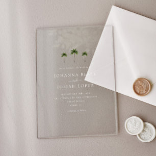 Invitations En Acrylique Mariage Élégant au Palmier Minimal