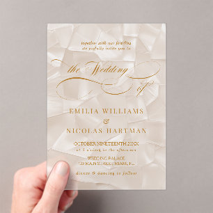 Invitations En Acrylique Mariage élégant avec écriture neutre