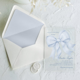 Invitations En Acrylique Mariage élégant bleu ruban Fête de mariage