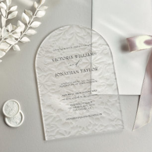Invitations En Acrylique Mariage Élégant Broderie de Dentelle d'Hiver