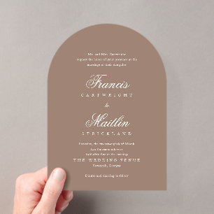 Invitations En Acrylique Mariage Élégant Brun Romantique