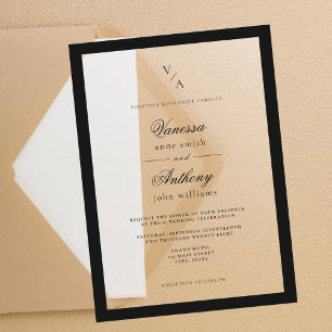 Invitations En Acrylique Mariage Élégant Classique avec Bordure Noire