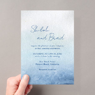 Invitations En Acrylique Mariage élégant et bleu Shiloh