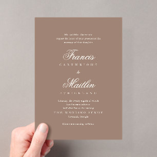 Invitations En Acrylique Mariage élégant et romantique marron