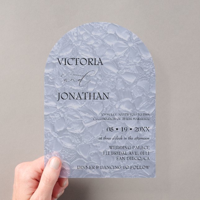 Invitations En Acrylique Mariage élégant floral bleu (In situ (ordinateur de poche))
