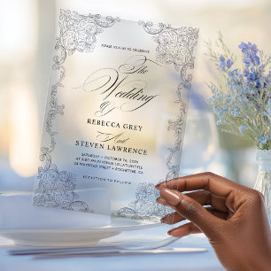 Invitations En Acrylique Mariage Élégant Formel Calligraphique Transparent