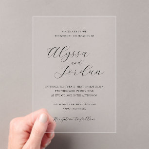 Invitations En Acrylique Mariage Élégant Formel Classique