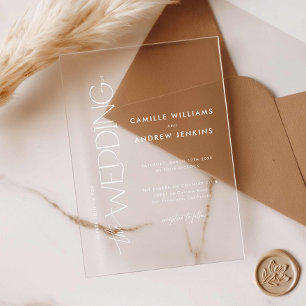 Invitations En Acrylique Mariage Élégant Minimaliste Moderne