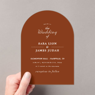 Invitations En Acrylique Mariage Élégant Minimaliste Terracotta