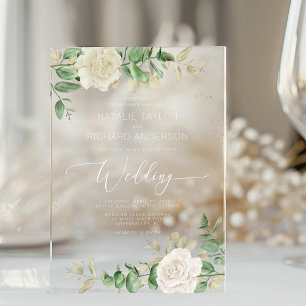 Invitations En Acrylique Mariage Élégant Moderne à la Végétation